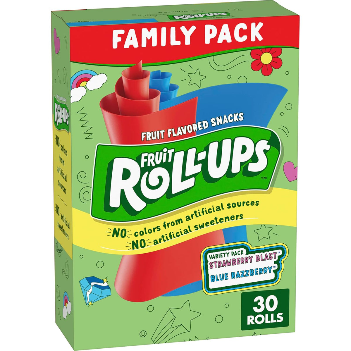 Fruit Roll-Ups Fruit Flavored Snacks, No Colors from Artificial Sources, Gluten Free, Variety Pack, 30 Ct, 15 oz