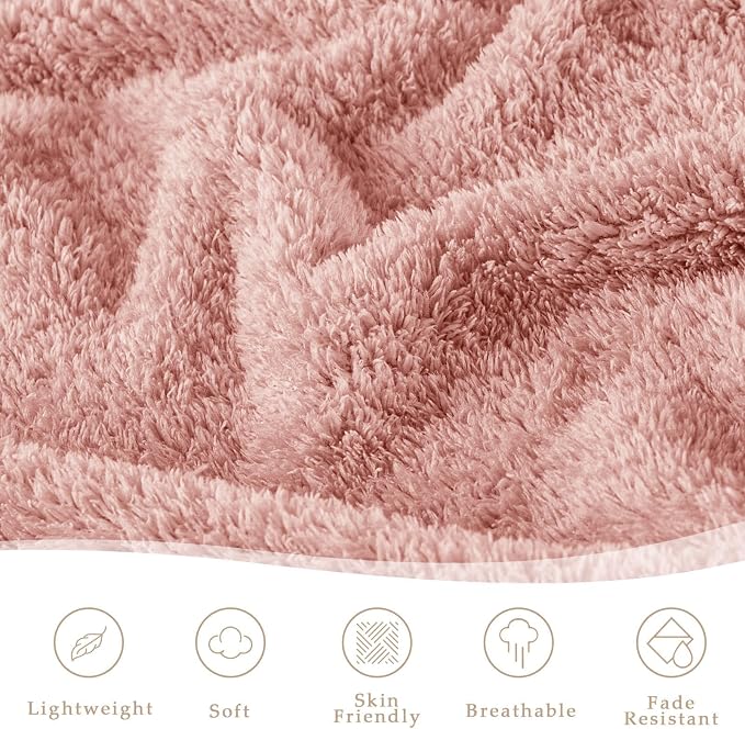 Exclusivo Mezcla Fleece King Size Bed Blanket, Ultra Soft, Lightweight and Fuzzy Dusty Pink Blanket for Women, Home Decor, 90x104 Inches