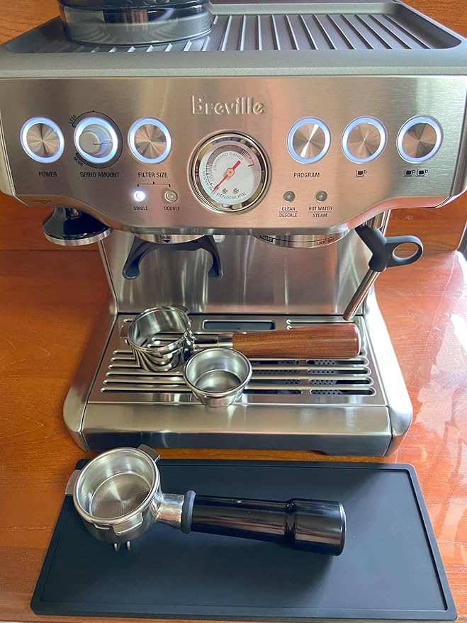54mm Filter Basket Stainless Steel Portafilter Basket Espresso Handle Compatible with Breville Portafilter BES870XL,BES860XL,BES840XL,Double Cup Coffee FilterBasket Replacement
