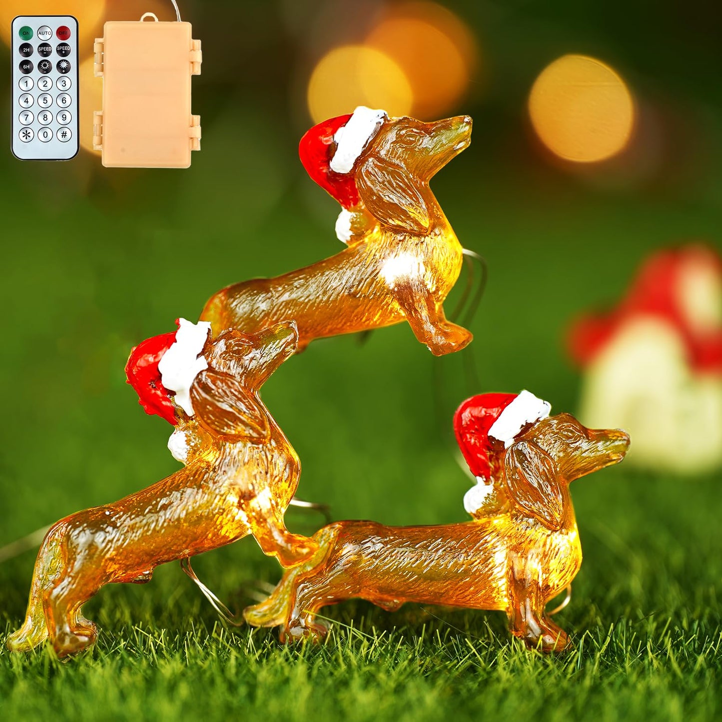 KAiSnova Dachshund Dog String Lights, 10ft, 30 LEDs, Remote Control, Copper, Indoor/Outdoor Decoration, Model KA-KA01