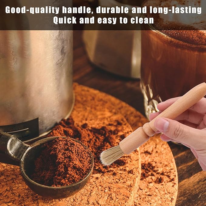 5pcs Coffee Machine Cleaning Brushes Set, Boar Bristle Espresso & Grinder Brushes Kit with Wooden Handle for Coffee Machine Accessories and Kitchen Cleaner