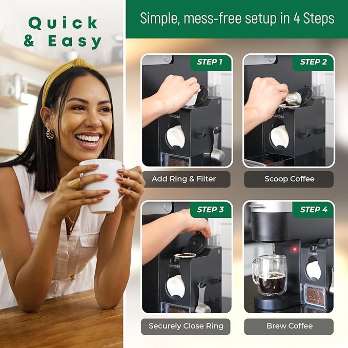 Savepod Disposable Coffee Filters - 100 Count - Made Exclusively for Savepod - Compatible with K-Cup Brewers - Reusable K-Cup Coffee Filters - Single Serve Use