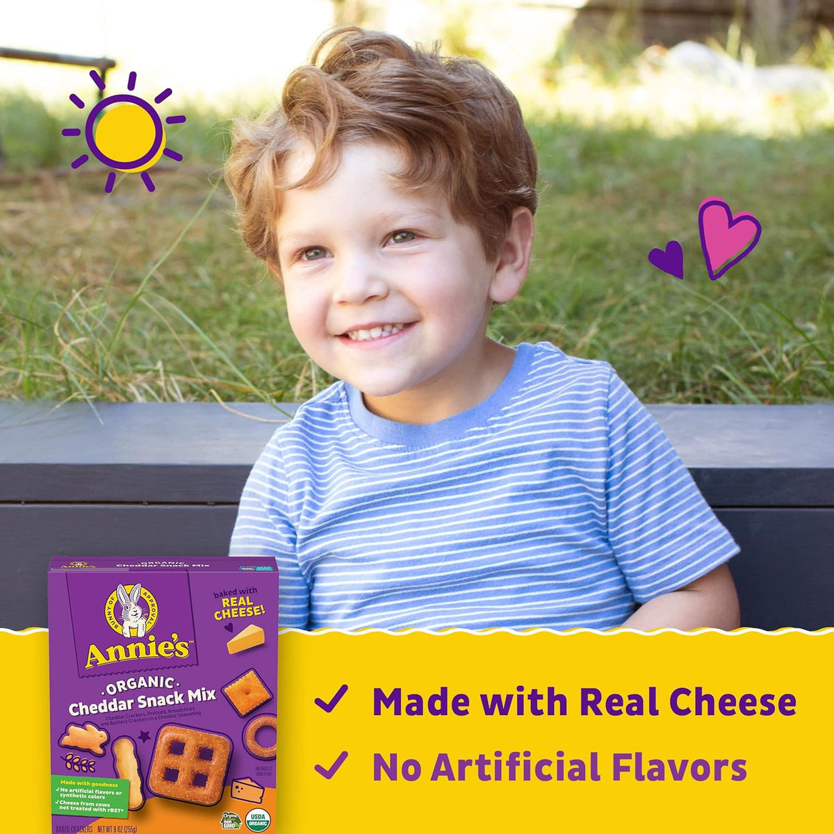 Annie's Cheddar Snack Mix With Assorted Crackers and Pretzels, Made with Real Cheese, 9 oz
