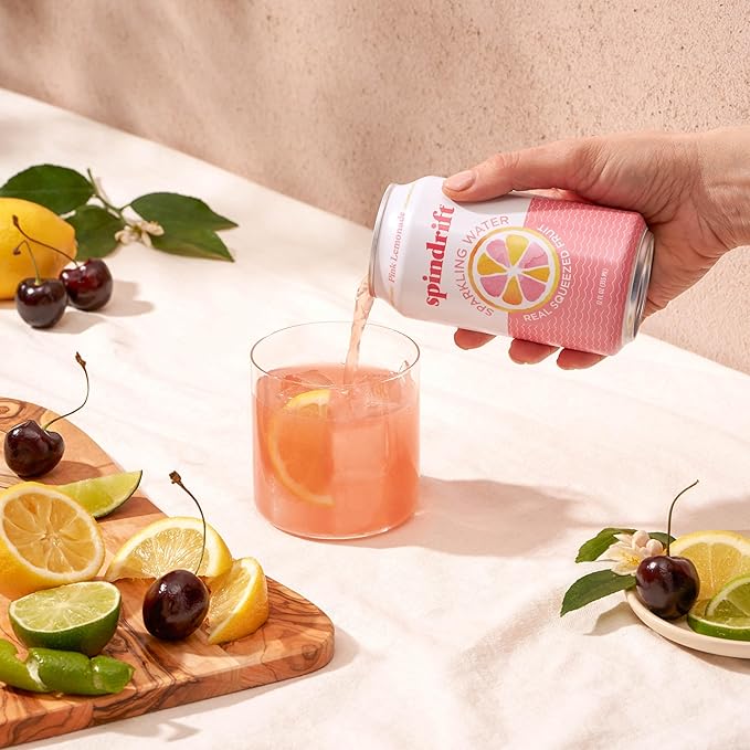 Spindrift Pink Lemonade Can 12 Ounce (Pack of 24)