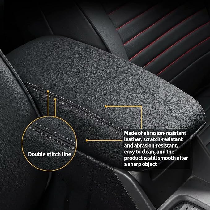 AOMSAZTO Console Covers for 2016-2021 Nissan Titan Armrest Covers Leather Black