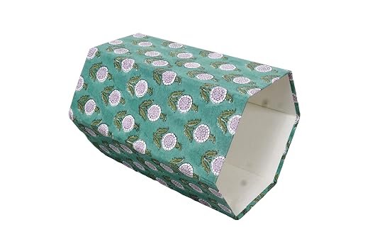 Generic 3.3 Gallon Cotton Hand Block Printed Paper Waste Basket |Small Decorative Trash Can for Housewarming Gifts in Living Room, Bedroom, Bathroom | Eco-Friendly, Plastic-Free (1, GREEN)