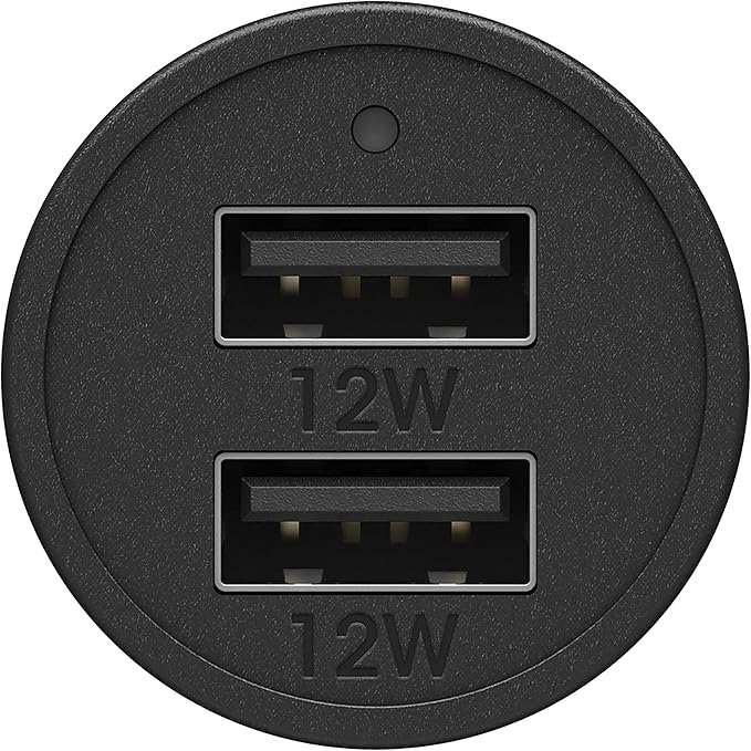 OtterBox USB-A Dual Port Car Charger, 24W Combined - Black