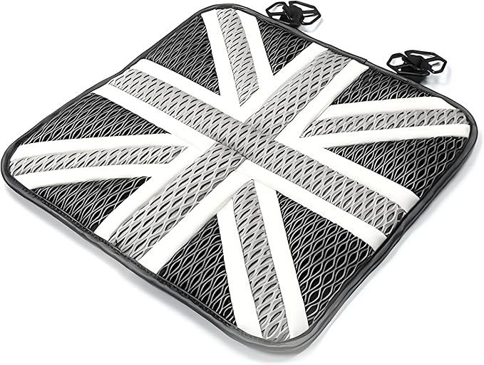 Universal British Flag Car Seat Cushion for MINI Cooper Compatible w/Clubman Countryman Cooper S J01 J05 U25 R/F Series Cooling Pad & Memory Foam (Grey)
