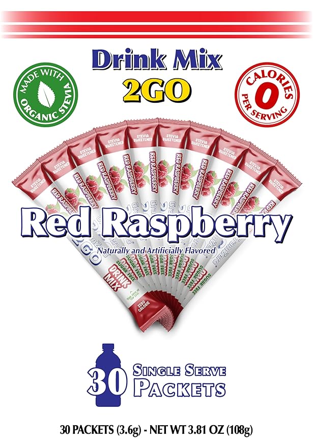 GramZero 2GO Sticks - Red Raspberry, Zero Calorie Sugar Free Drink Mix, Stevia Sweetened, Great For Nutrition Club Loaded Tea To Go Kits