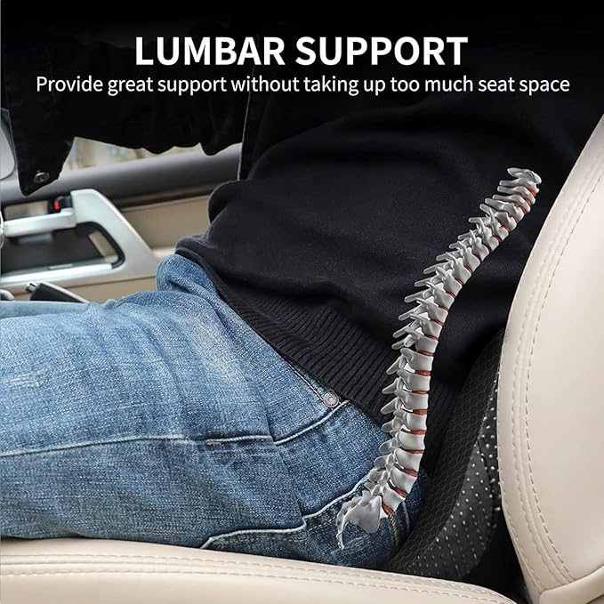 Car Seat Cushion for Ford Mustang 2000-2024, Four Seasons Universal Memory Foam Breathable Non Slip Auto Wedge Seat Pad Sciatica & Lower Back Pain Relief for Driving,Black