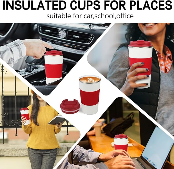 18oz Double Insulated Coffee Mugs with Ceramic Coating, Coffee Mug with Lid, Coffee Travel Mug, Coffee Insulated Cup for Travel Office School