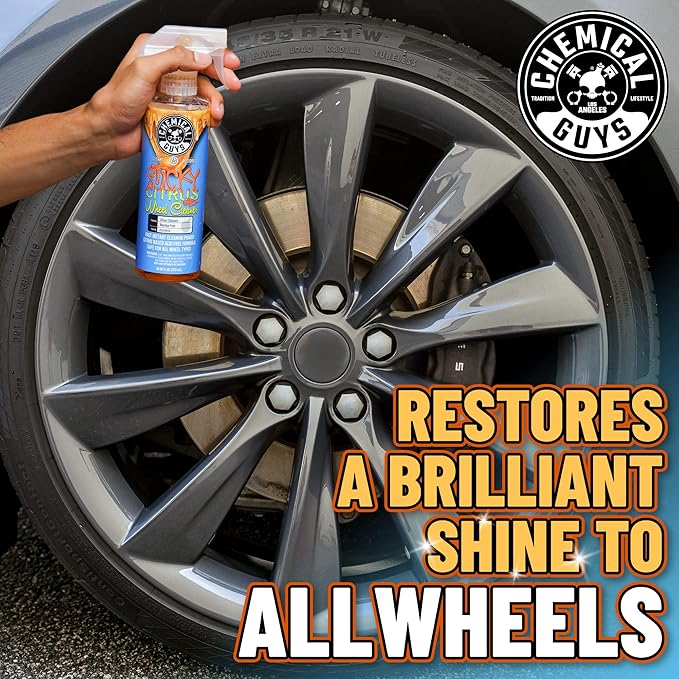 Chemical Guys Wheel Cleaner & Tire Protectant Bundle with (1) 16 oz TVD11316 Tire Kicker Tire Shine and (1) 16 oz CLD10616 Sticky Citrus Gel Wheel Cleaner (2 Items)