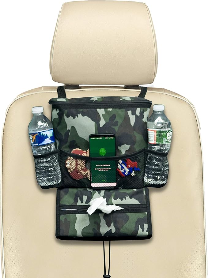FH Group E-Z Travelâ„¢ Print Car Trunk Organizer with Cooler - Multifunctional Seat Back Storage Bag Dark