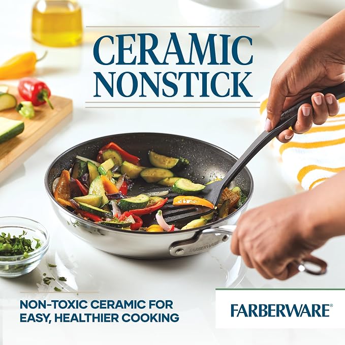 Farberware Millennium Stainless Steel Nonstick Cookware Induction Pots and Pans Set, 10-Piece Kitchenware Set