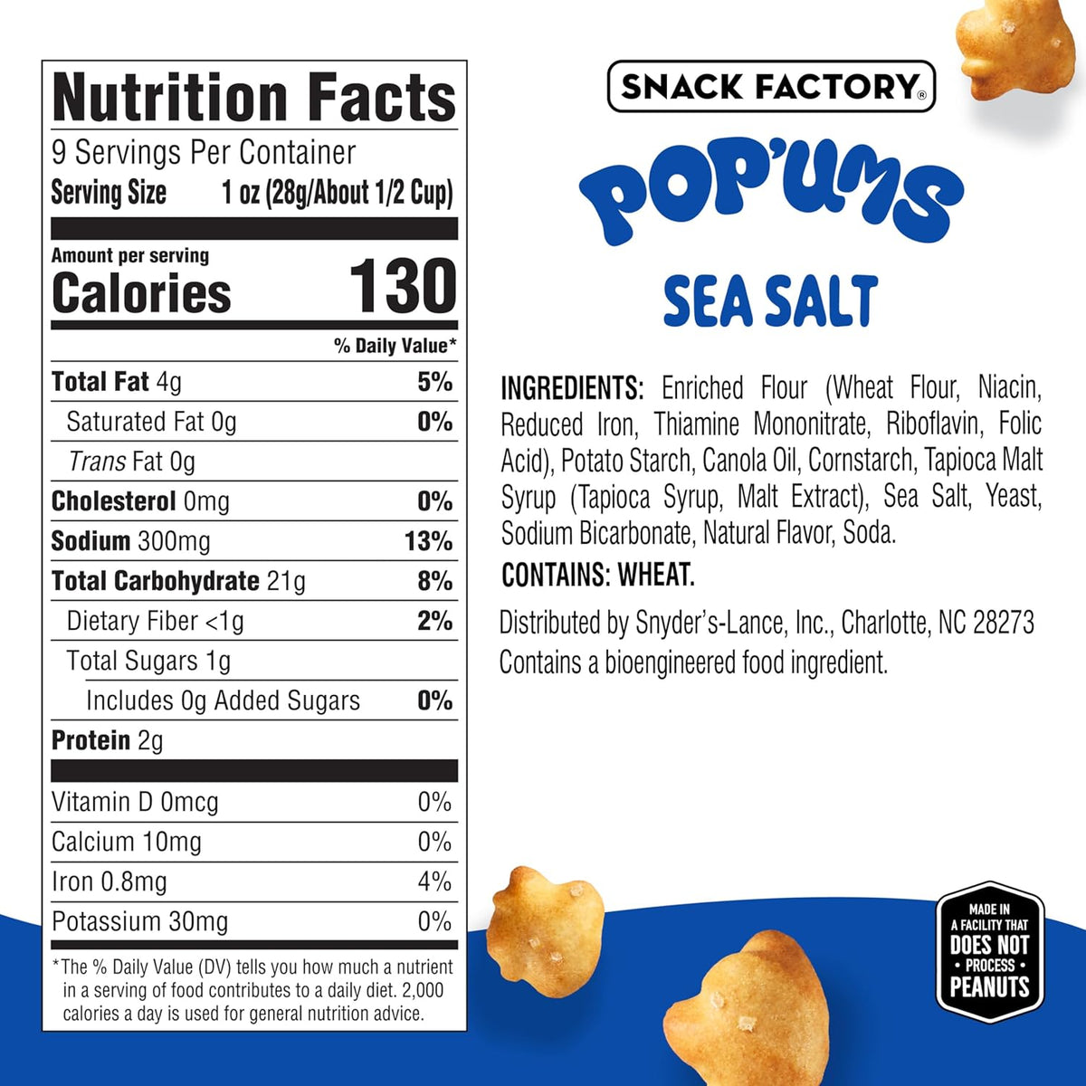 Snack Factory Pop'ums Sea Salt Pretzel Snacks, 9 Oz Bag