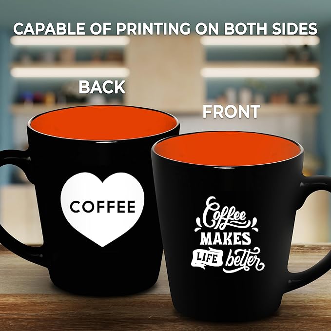 Custom Ceramic Coffee Latte Mugs 12 oz. Set of 50, Personalized Bulk Pack - Perfect for Coffee, Tea, Espresso, Hot Cocoa, Other Beverages - Orange