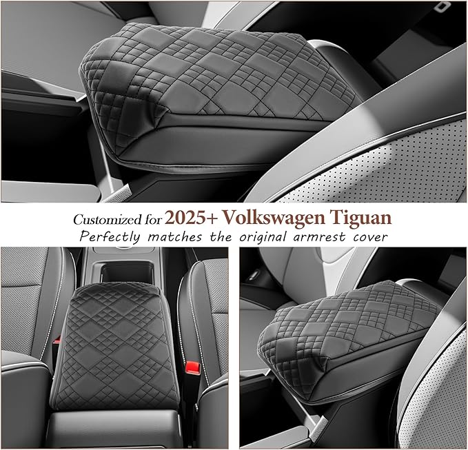 SKTU for 2025 2026 VW Tiguan Center Console Cover for 2025+ Volkswagen Tiguan (S/SE/SE R-Line Black/SEL R-Line) Armrest Cover VW Tiguan 2025 2026 Accessories 2025+ Tiguan Console Cushion (Thickened)