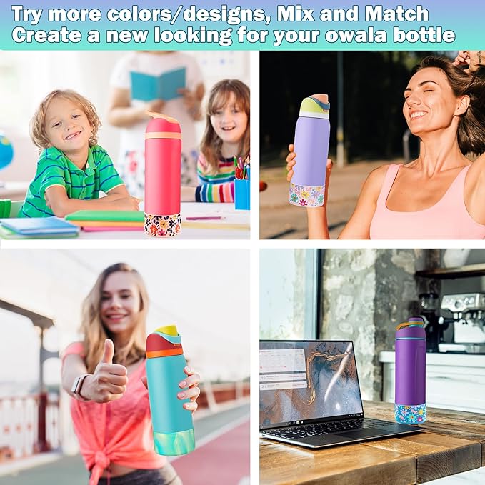 HEYSKAY 2PCS Silicone Boot for Owala Flask Water Bottle Anti-Slip Protective Sleeve for Owala Twist,FreeSip and Flip Stainless Steel Water Bottle BPA-Free Boot Bottom Base