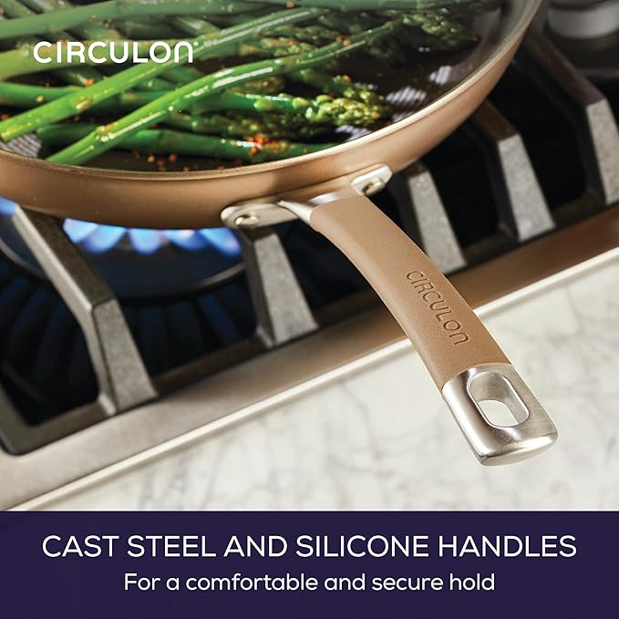 Circulon Premier Professional Hard Anodized Nonstick Cookware Induction Pots and Pans Set Nonstick, Home Essentials, 12-Piece, Bronze