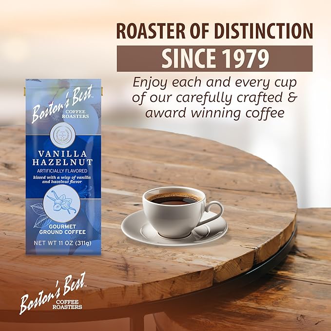 Boston’s Best Coffee - Vanilla Hazelnut Delicious Medium Roast Premium Gourmet Coffee, 11 oz. / 311 g Bag