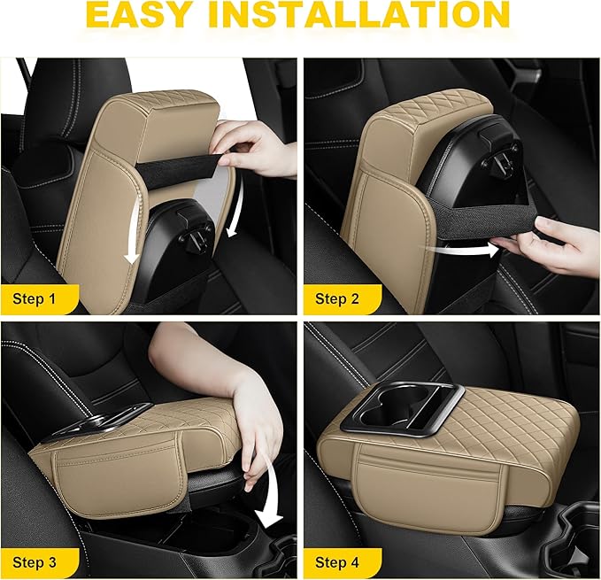 Center Console Cover for Chevrolet/Chevy Malibu Waterproof Armrest Cover with Plus Comfort Lift Design,Anti-Scratch Auto Armrest Pad Accessory （Beige