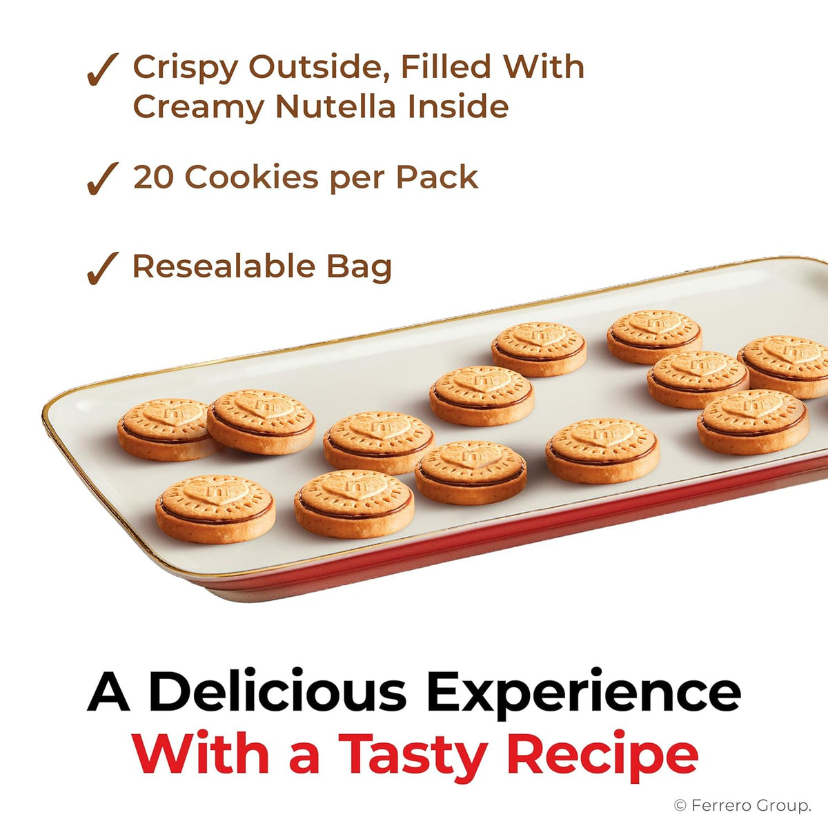 Nutella biscuits cookies filled with hazelnut spread, sweet snack pack, holiday christmas cookies, 9.7 oz