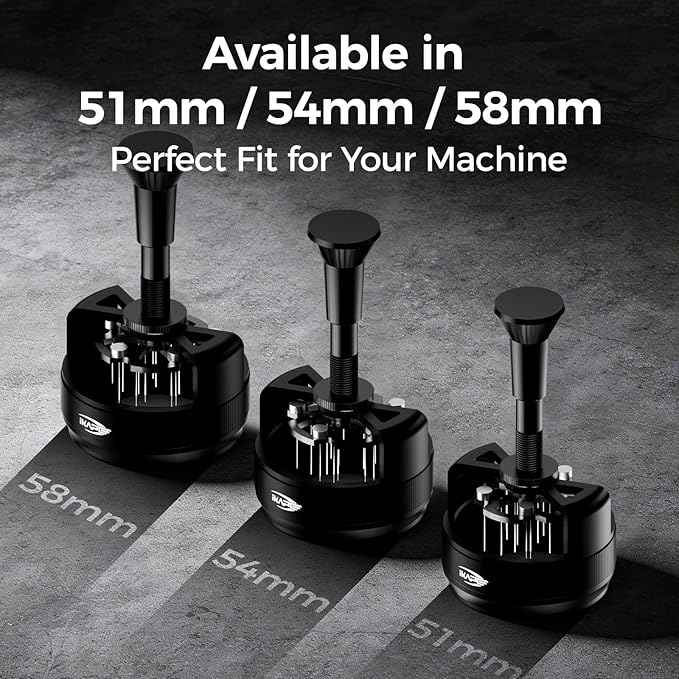 IKAPE 54MM WDT Tool for Espresso, 0.25mm 14 Needles Distribution Tool with One-Press Auto Rotation & Adjustable Depth, 10 Magnetic Base, Espresso Stirrer