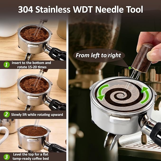 Espresso Accessories Kit 51mm Tamper, Espresso Tamper Set with WDT Tool, Coffee Tamper, Puck Screen, Dosing Funnel, Espresso Machine Accessories Kit, Barista Tools Fits 51mm Portafilters