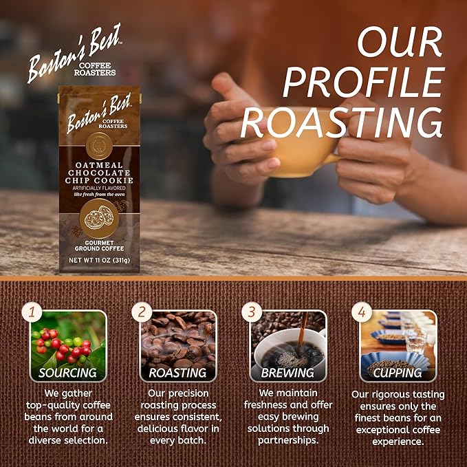 Boston’s Best - Oatmeal Chocolate Chip Flavored Coffee, Delicious Gourmet Premium Ground Coffee, 11 oz. / 311 g Bag