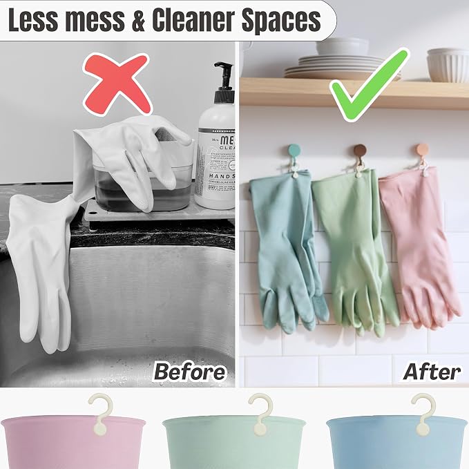 IMARU 3 Pairs Dishwashing Gloves with Hanging Hooks - Reusable Rubber Cleaning Gloves for Household & Kitchen & Gardening, Non-Slip & Waterproof & Durable (Medium)