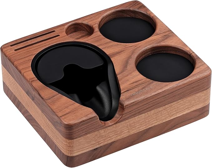 Normcore Tamping Station, Natural Walnut Espresso Tamping Mat, Wooden Compact Coffee Tool Organizer for 58mm Portafilter, Tamper, Distributor, Puck Screen and Portafilter, Genuine American Walnut Wood