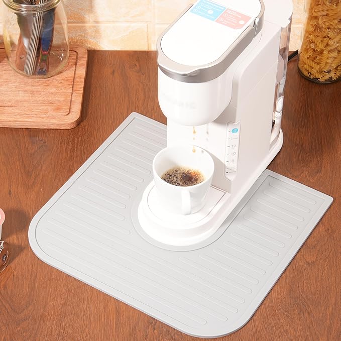 Silicone Coffee Mat for Keurig K-Express and K-Iced Coffee Maker, Coffee Bar Accessory for Countertop, Espresso Machine Accessories, Splash-proof, Easy to Move, Dishwasher Safe