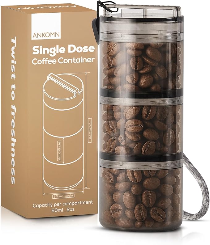 ANKOMN QuarterSeal X7 Airtight Modular Coffee Canister – Single Dose Coffee Bean Storage & Travel Coffee Container - with UV-Protection for Backpacking or Camping - On-the-Go Coffee Accessories