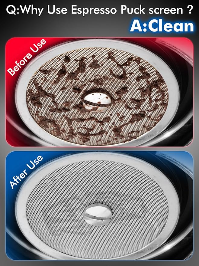 58.35mm Espresso Puck Screen, 0.9mm 150μm Ultra Thin Espresso Filter Screen - Reusable Coffee Filters for Espresso Portafilter Filter Basket 58mm