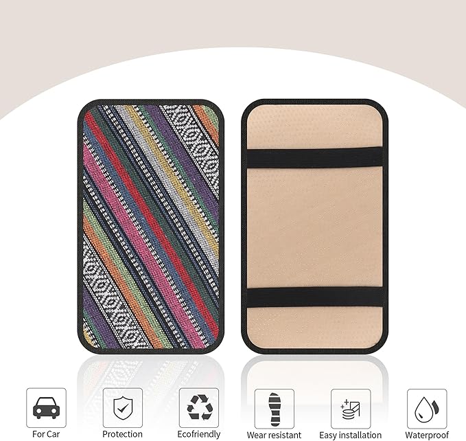 Car Center Console Cover,Boho Car Accessories Car Armrest Box Pad for Comfortable Support,Universal Armrest Cover for Car Truck SUV Center Console,Car Decorations Interior Aesthetic (Armrest cover-B)