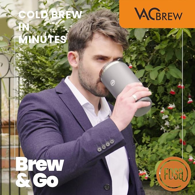 FOSA VacBrew The Ultimate Hot & Cold Brew Vacuum Coffee Maker - Brewing unit with a SUS Mug (3 Programs Timer Vacuum Pump included)