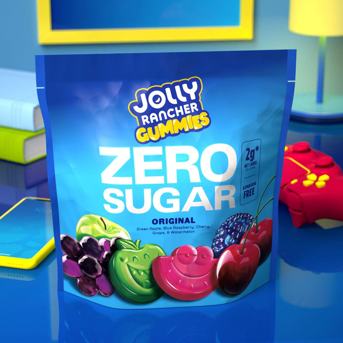 JOLLY RANCHER Gummies Zero Sugar Assorted Fruit Flavored Candy Bag, 4.9 oz (7 Pouches)