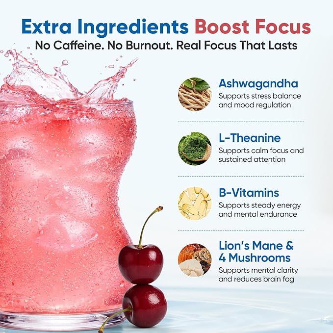 Venture Pal 2-in-1 Hydration Packets + Focus Support Electrolytes Powder, 7 Electrolytes + Vitamins, Magnesium, Lion's Mane & L-Theanine | Sugar Free Liquid Daily IV Drink Mix, Vegan, Keto, 16 Sticks