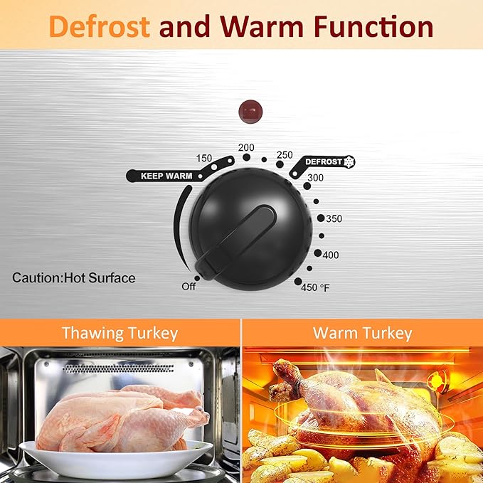 Sunvivi Electric Roaster,28 Quart Roasting Oven with Self-Basting Lid Removable Pan,Turkey Roaster Oven with 150 to 450F Temperature Control Cool-Touch Handles, Sliver