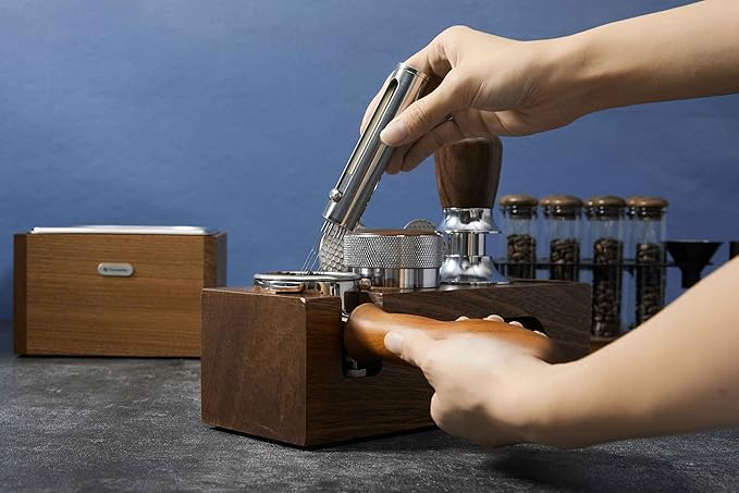 Retractable Espresso WDT Tool - Coffee Distribution Tool with 6x 0.5mm Needles Safety Retraction & Stainless Steel Design for Home Baristas