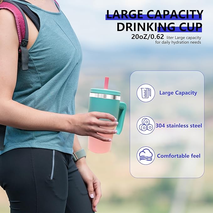 20-OZ Insulated Water Bottle,Insulated Stainless Steel Tumbler,Reusable Cold Drink Thermos,BPA-Free, Double-Wall Stainless Steel Water Bottle (Pink Blue Gradient, 20, Fluid Ounces)