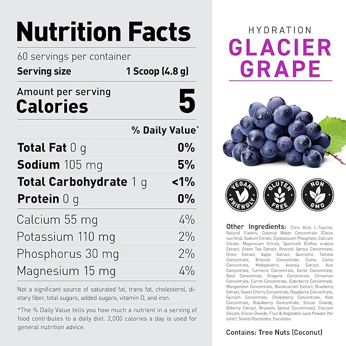 Kaged Daily Hydration | 5 Key Electrolytes | Sugar Free | Coconut Water | 60 Servings