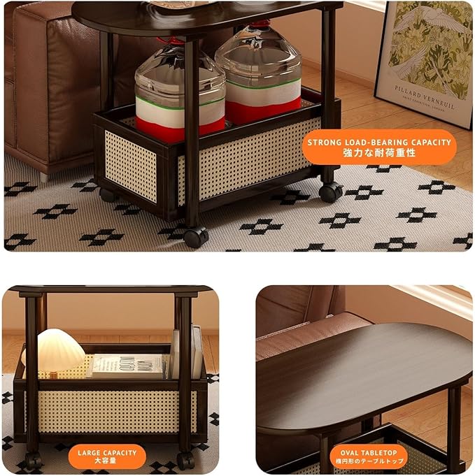 Small Coffee Bar Cart with Storage, Coffee Table Station Organizer, 2-Tier End Table for Home Buffets & Sideboards, Office Station for Kitchen, Entryway, Living Room(80x58cm(31.5x22.8in))
