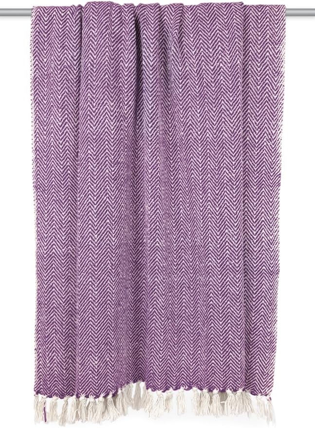 DII Chevron Throw Collection Handloomed Cotton, 50x60, Eggplant