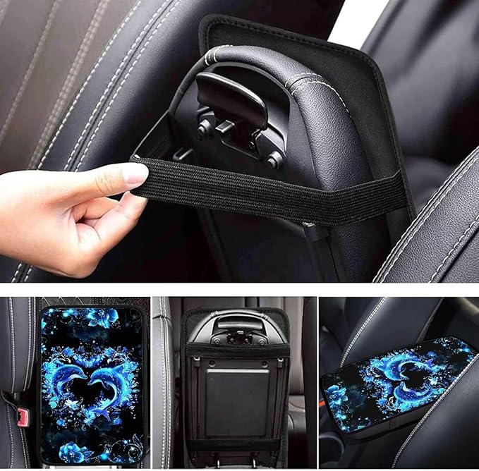 Blue Dolphin Car Armrest Pads Car Armrest Cushion Arm Rest Covering Car Middle Console Covers Non Slip Universal Fit for Truck Auto SUV Car Accessories