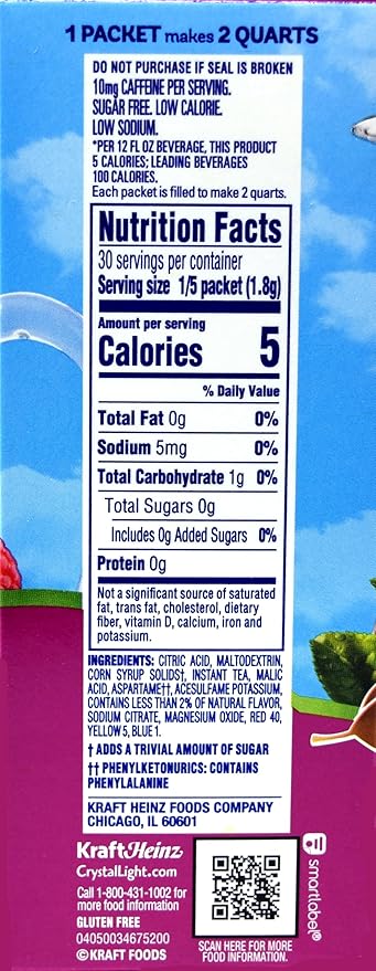 Crystal Light Raspberry Iced Tea Drink Mix, 12-Quart Canister (Pack of 12)