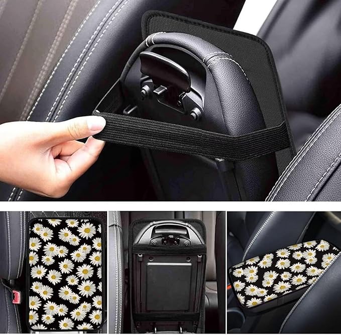 Mintutlipy Daisy Car Center Console Cover Cute Decor Accessories Sweat Proof Dust Proof Car Armrest Protector Car Seat Box Cover