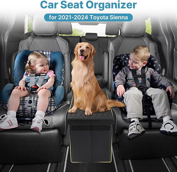 Mixsuper Liner Car Seat Organizer for Toyota Sienna 2021-2025 2026, Console Organizer Backseat Box for Toyota Sienna, Dog Toy Box Storage Bin Kids Toys Baby Supplies Travel Accessories