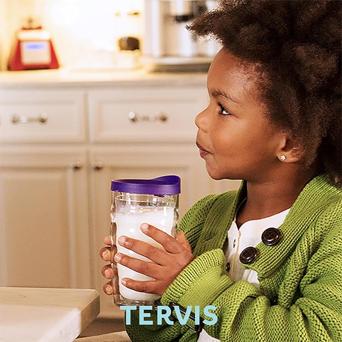 Tervis Clear & Colorful Lidded Made in USA Double Walled Insulated Tumbler Travel Cup Keeps Drinks Cold & Hot, 10oz Wavy, Red Lid