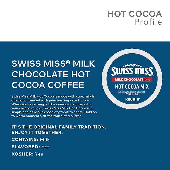 Swiss Miss Milk Chocolate Hot Cocoa, Keurig Single-Serve Hot Chocolate K-Cup Pods, 96 Count